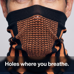 Close-up of the Knitted Snood honeycomb panel worn over the mouth