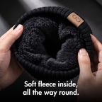 Close-up of the thick fleece lining all the way round inside the beanie