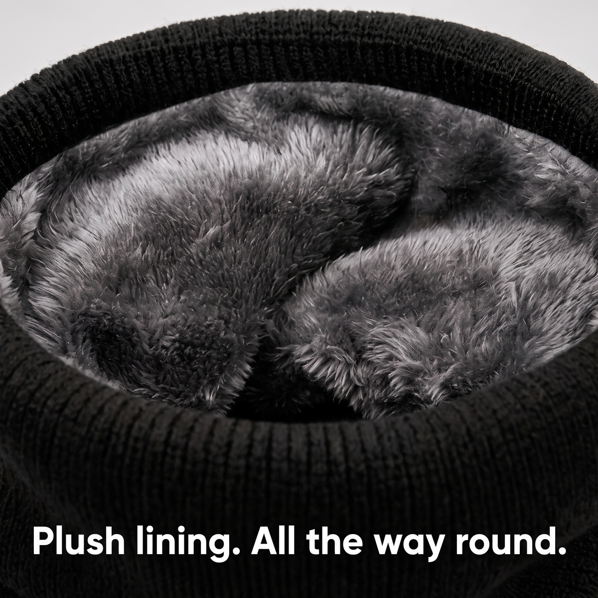 Close-up of the plush lining inside the snood