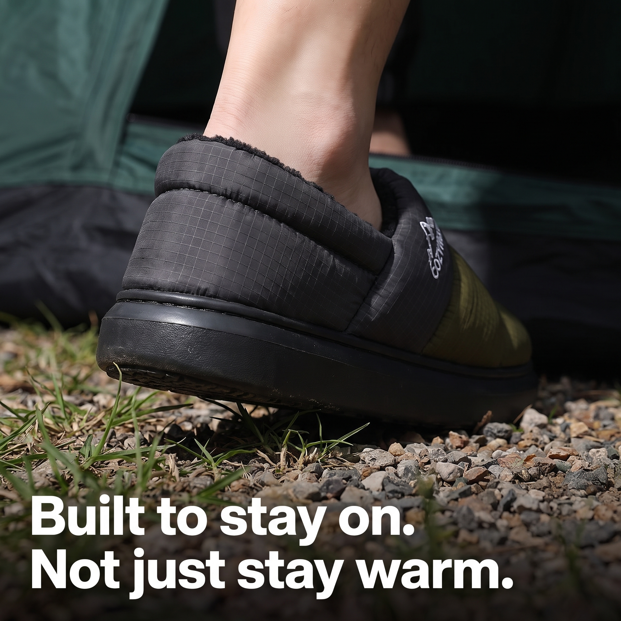 Close-up of the enclosed heel construction on Terrabound Camp Slippers