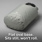 Flat oval base keeps the dry bag standing upright