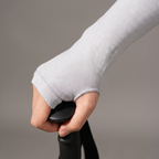 Thumb loop sleeve covering the back of the hand on a trekking pole