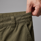 Close-up of the elasticated waistband and belt loops