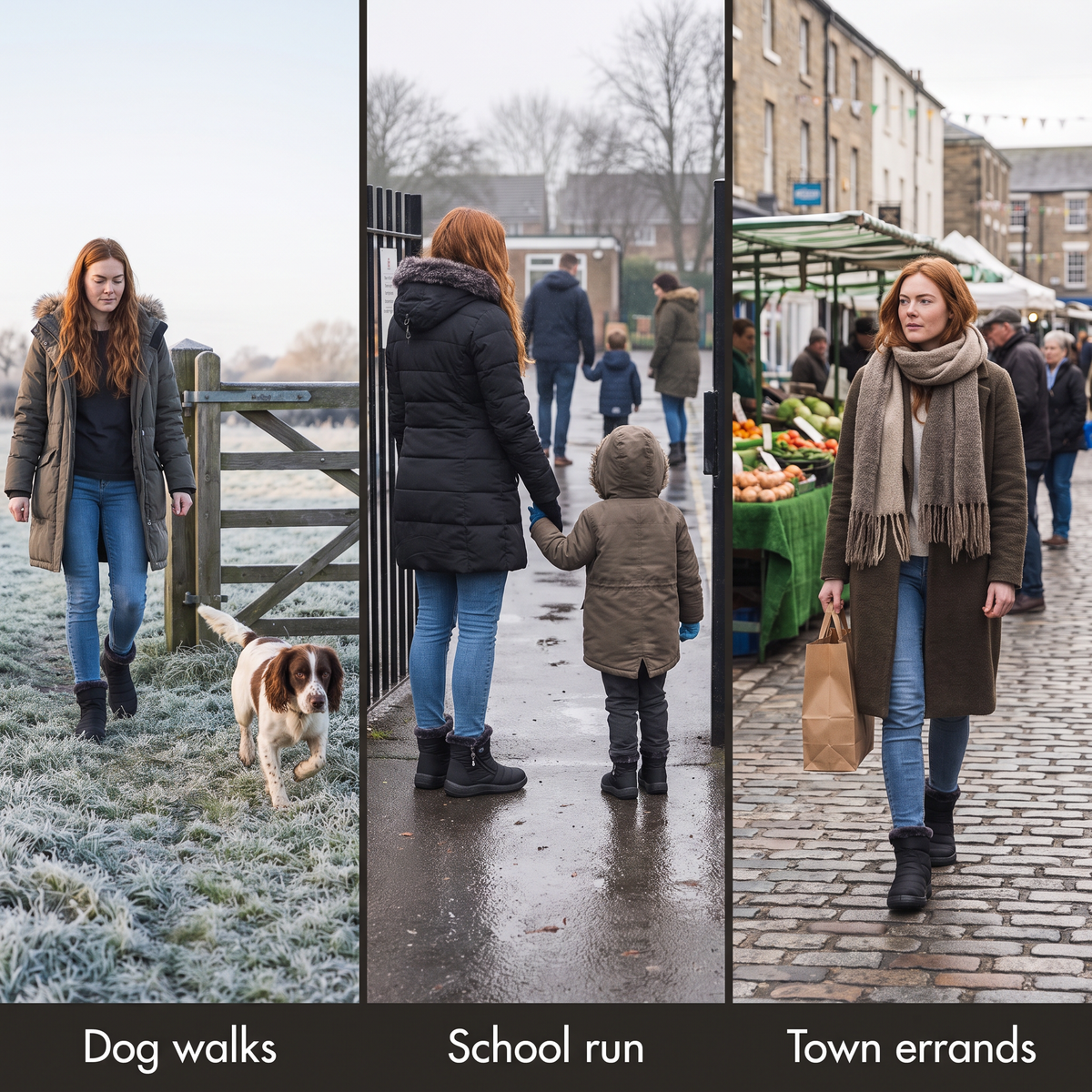 Winter boots on dog walks, the school run and town errands