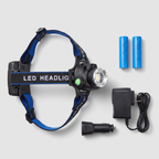 In the box: head torch, two rechargeable cells, mains charger and car charger