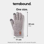 One size knitted glove measuring 22 cm long and 11 cm across the palm