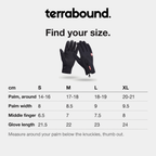 Touchscreen gloves size chart in cm, S to XL
