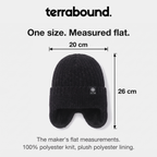 Men's winter hat size guide, one size, measured flat 20 cm wide and 26 cm tall