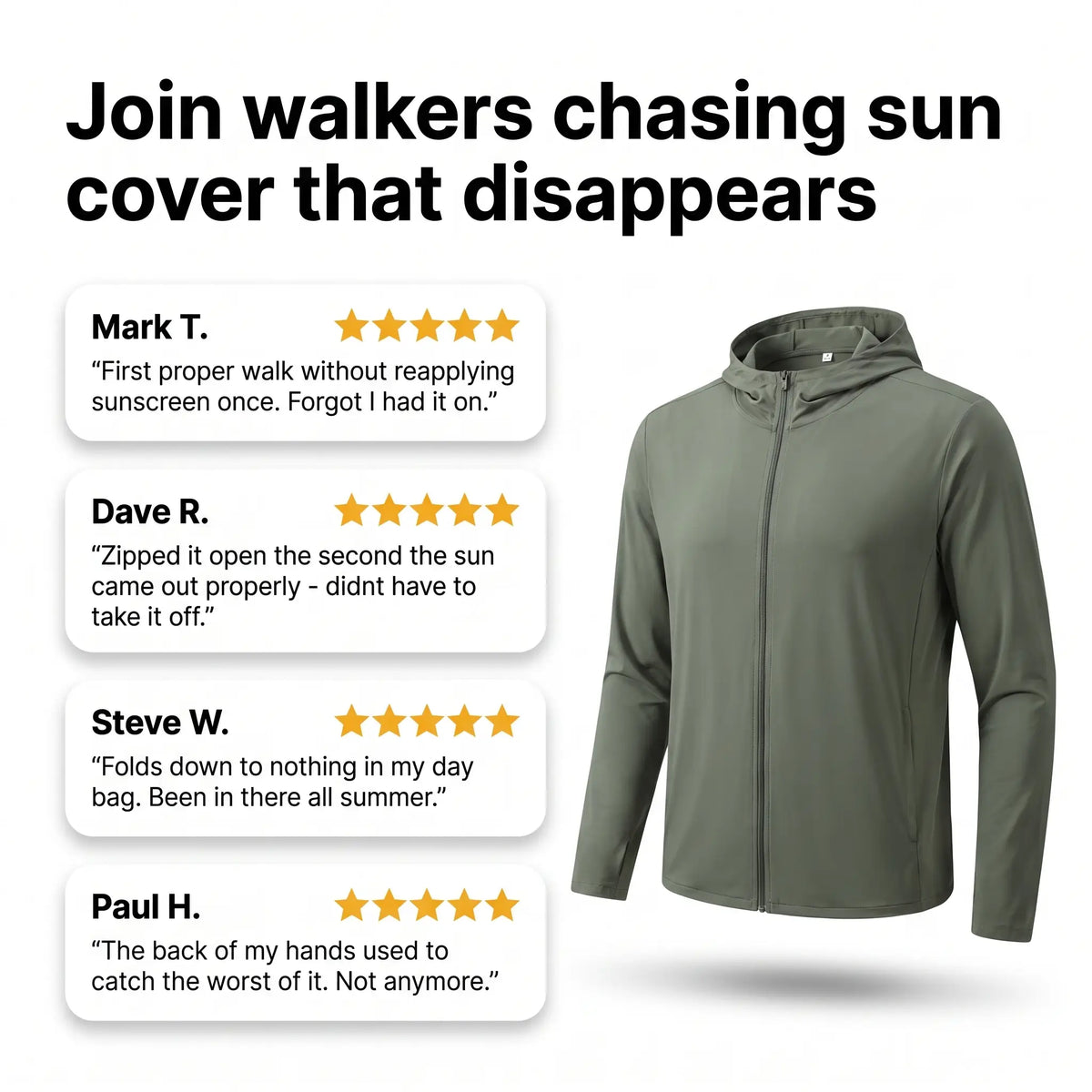Customer reviews alongside the army green sun hoodie