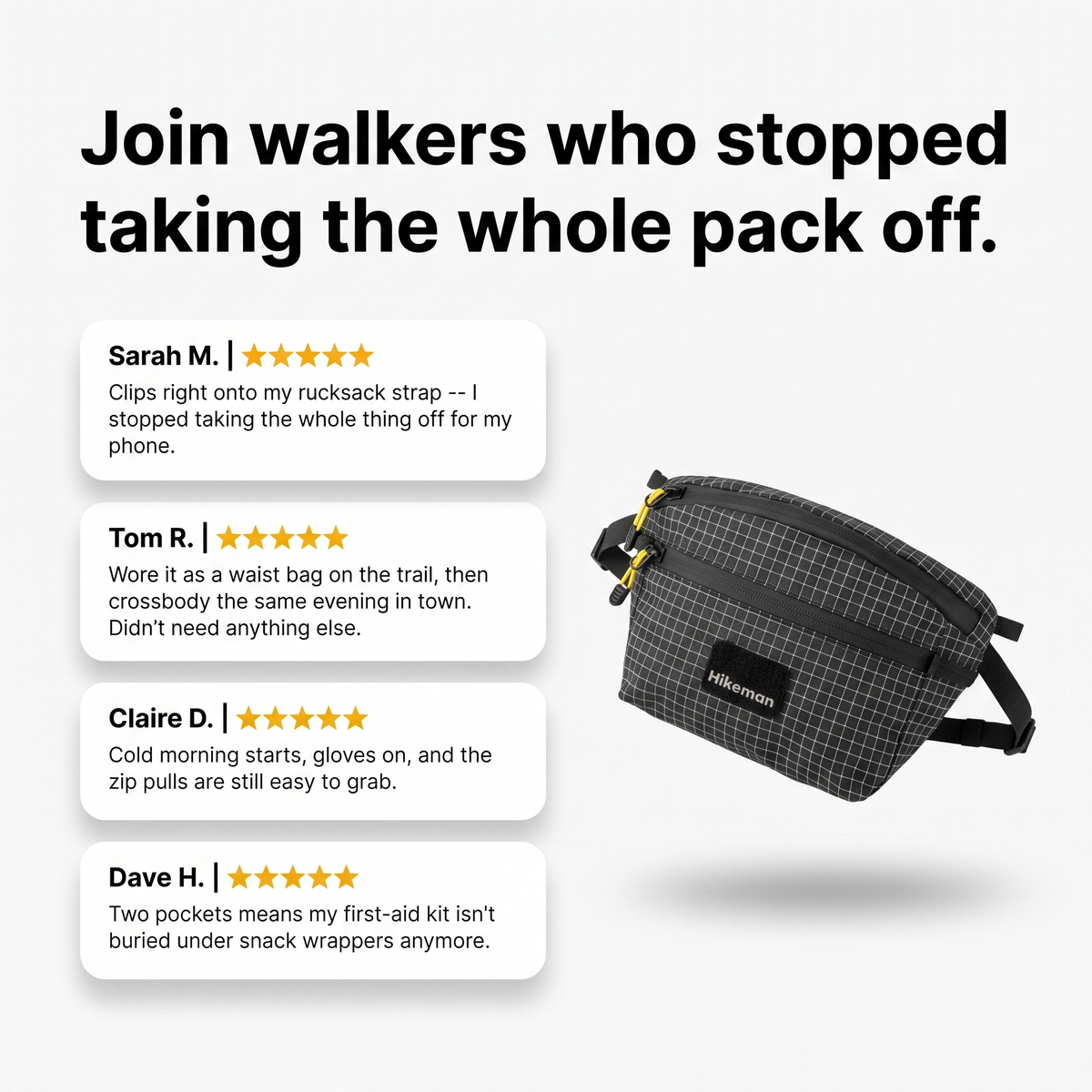 Tactical Waist Pack - Clip-On Hip Bag - Military-Style Outdoor Bag