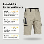 Customer reviews of the ripstop cargo shorts, rated 4.6 stars