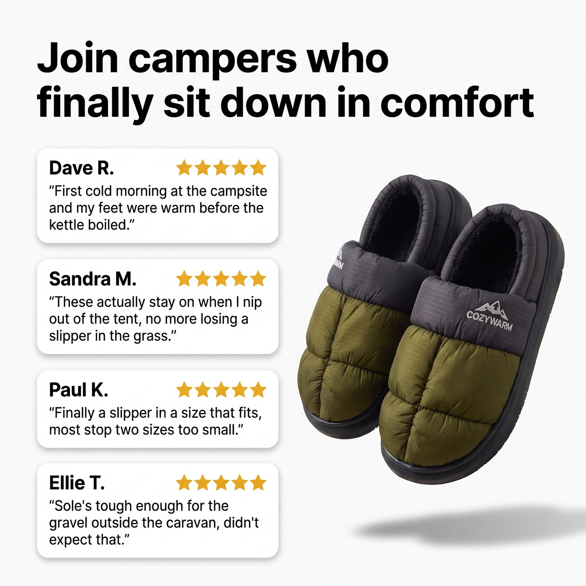 Customer review graphic for Terrabound Camp Slippers