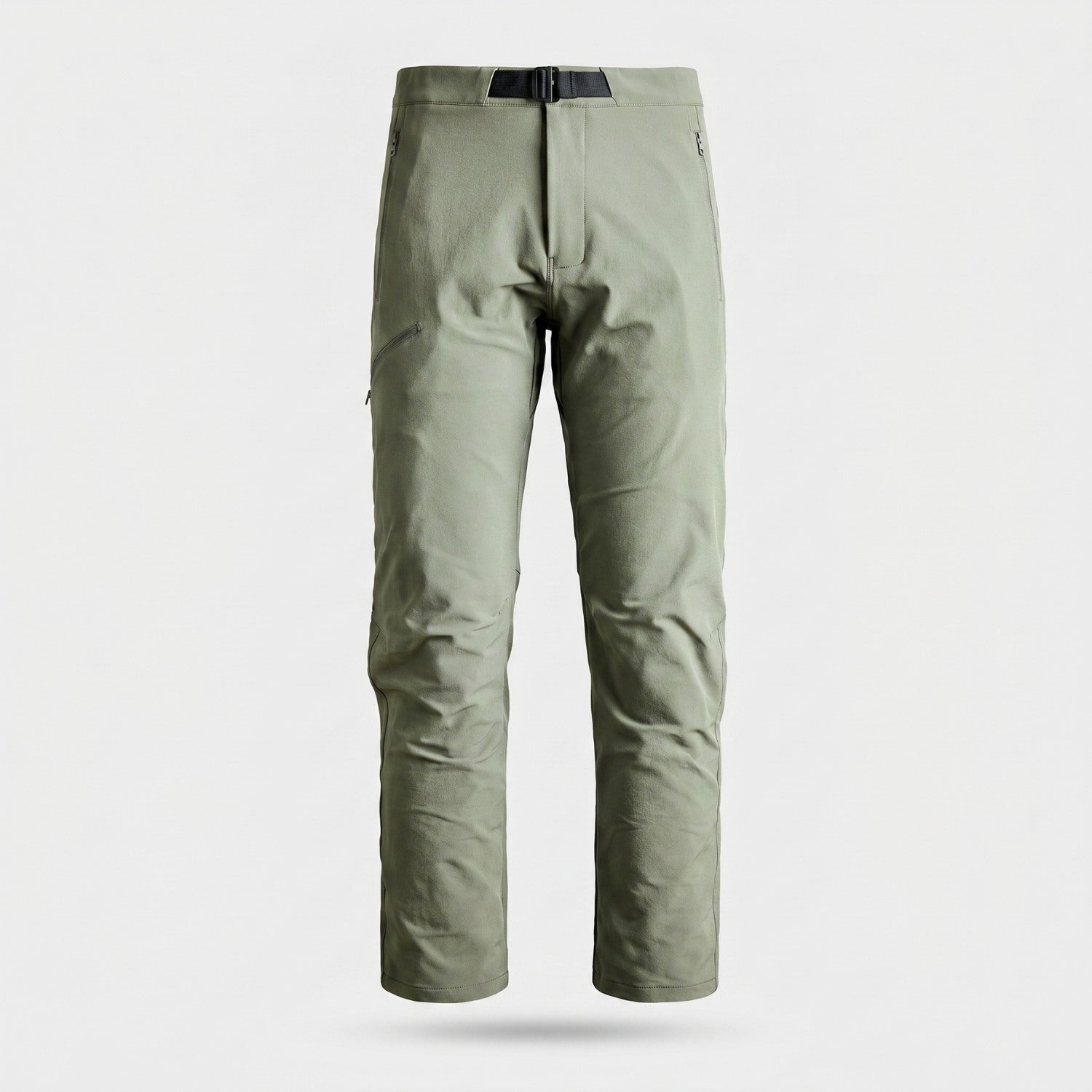 Men's sage green walking trousers, front