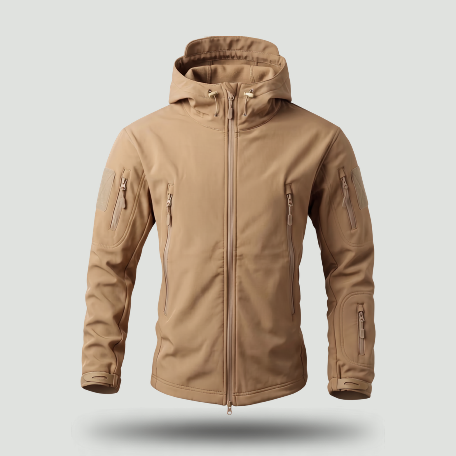 Mens Softshell Jacket – Fleece Lined Hooded Military Style Coat with Zip Pockets