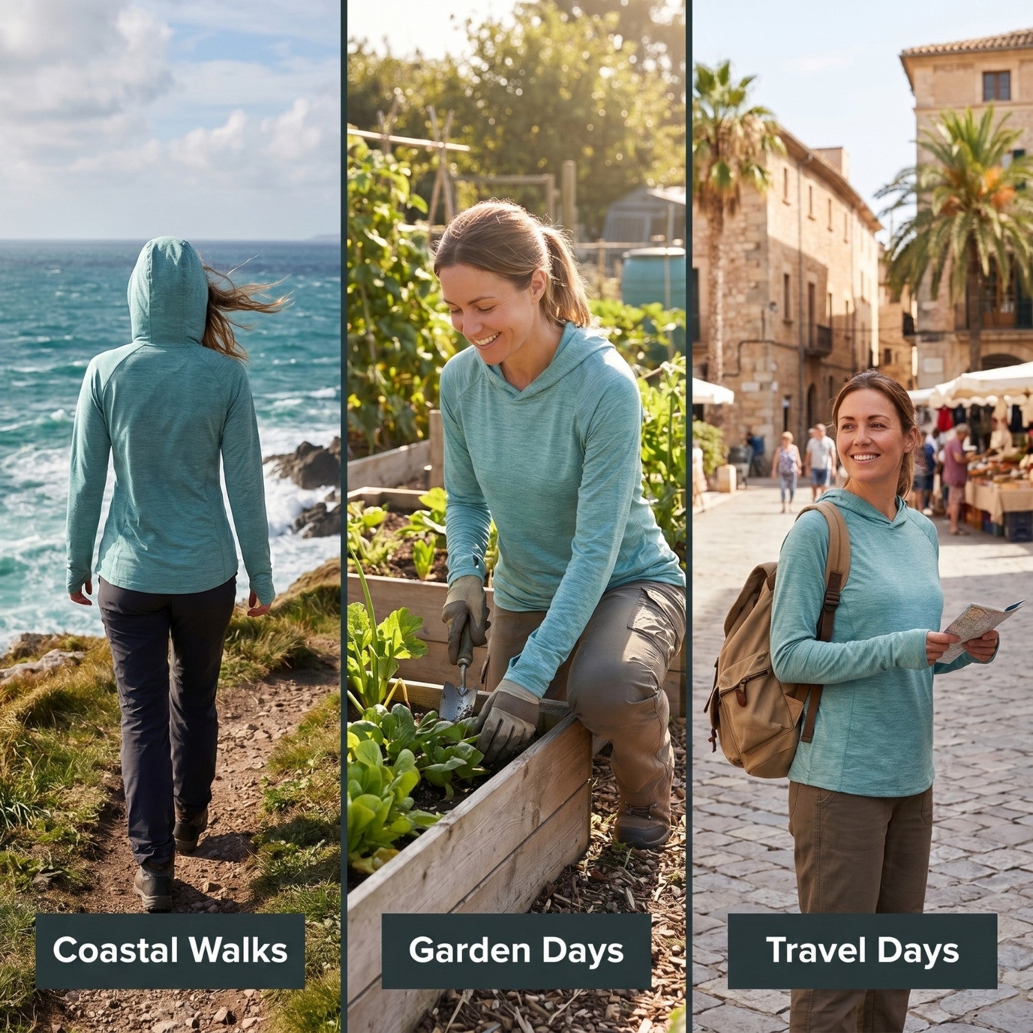 Women's Sun Hoodie - Midweight UPF 50+ Hooded UV Protection Top