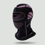 Thermal balaclava in Black Purple, front three-quarter view