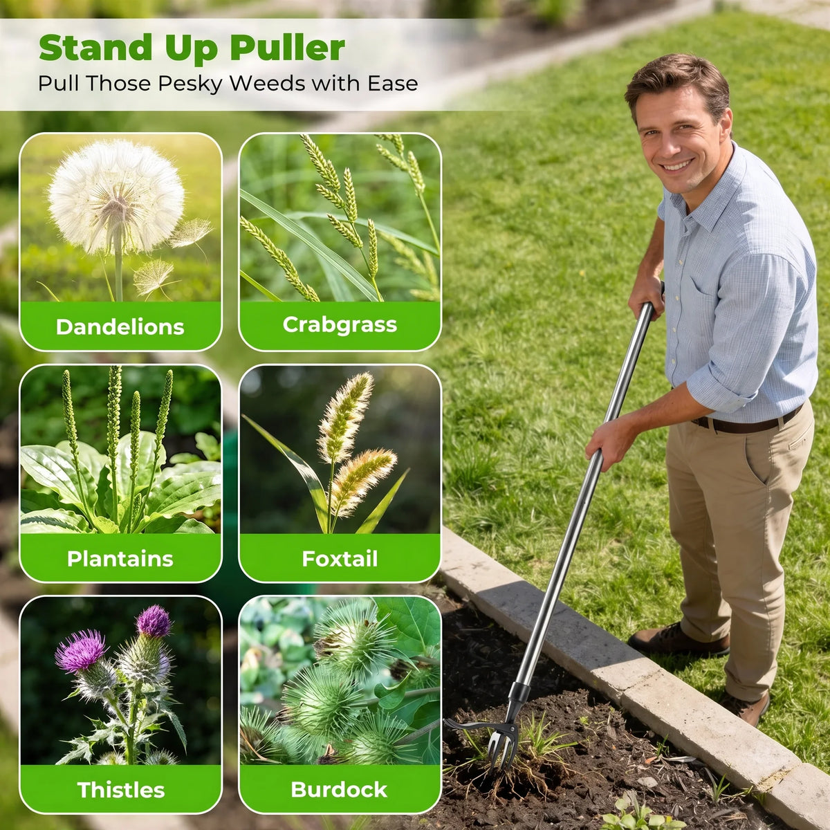 Weed Puller Tool - Stand Up Weed Remover - Garden Weeding Tool
