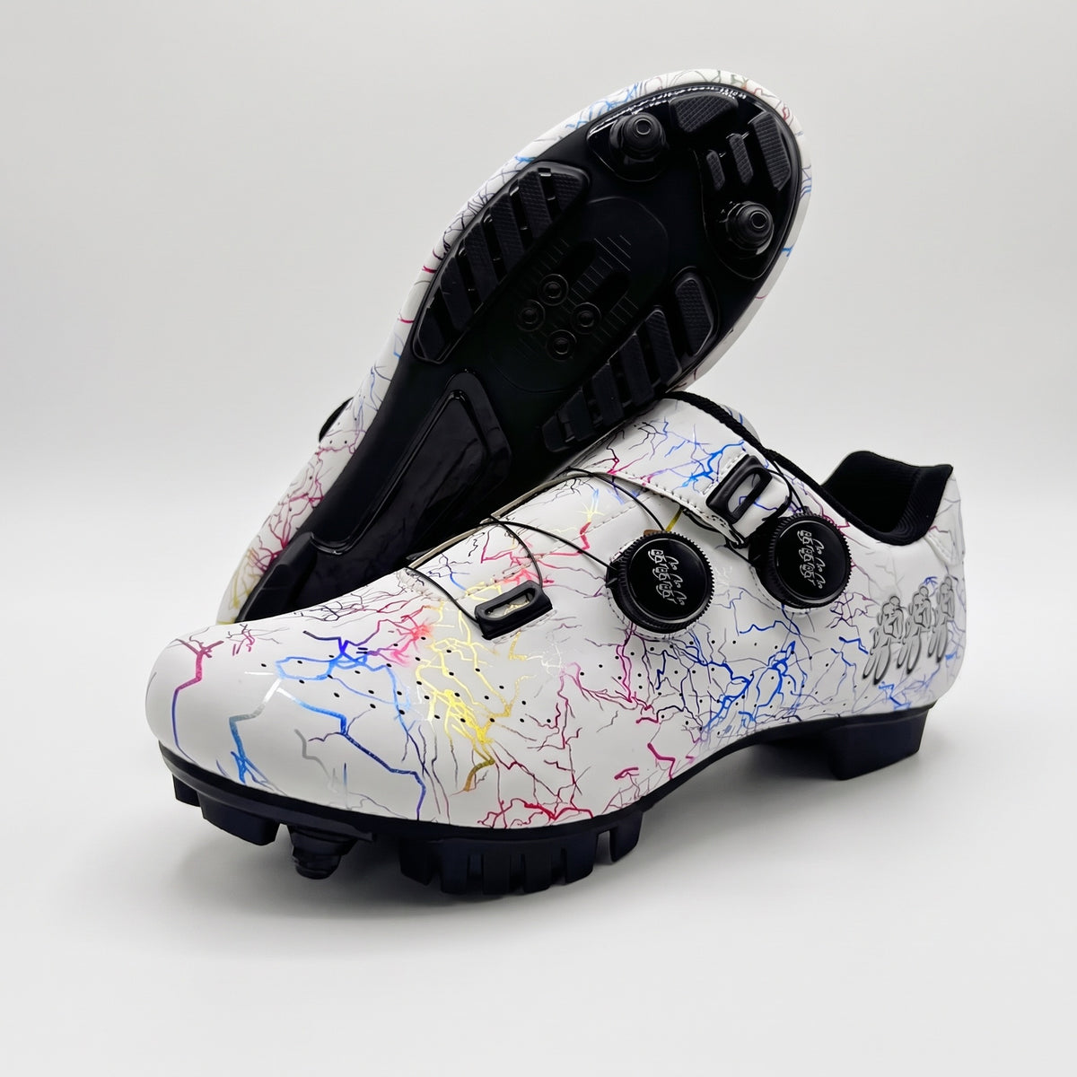 White cycling shoes with mountain bike soles