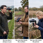 Three different people using the 10x50 monocular outdoors in Britain