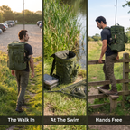 Three uses: the walk in, at the swim, hands free over a stile