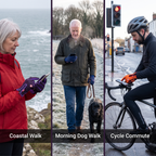 Coastal walk, morning dog walk and cycle commute wearing the touchscreen gloves