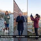 Morning dog walk, walk to work and weekend walk wearing the knitted touchscreen gloves