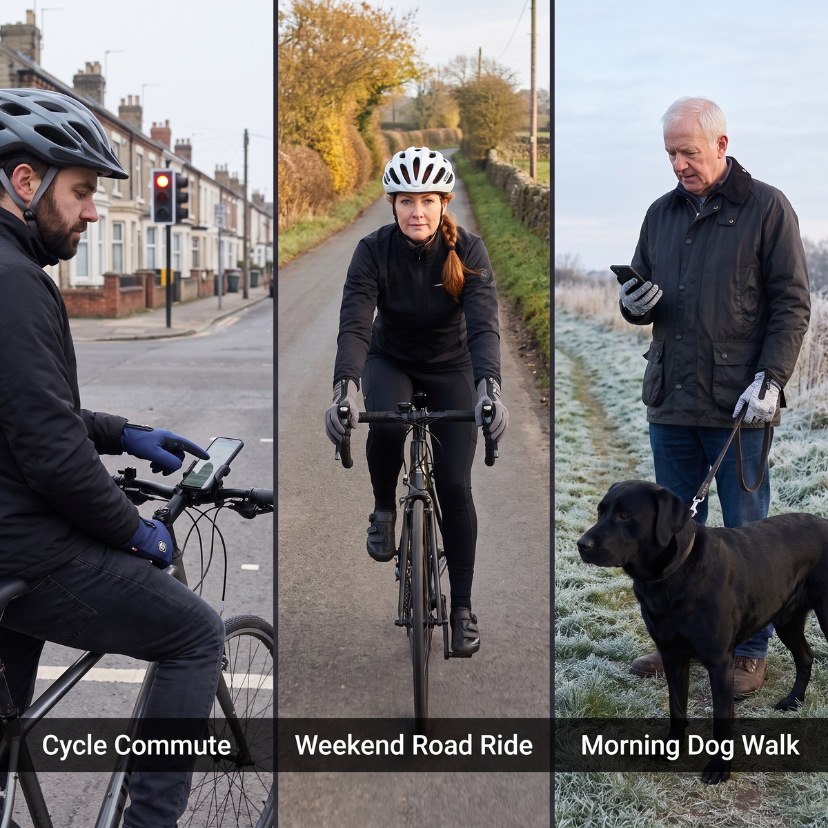 Cycle commute, weekend road ride and morning dog walk wearing the gloves