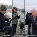 Three uses for the flip finger gloves: winter fishing, a morning dog walk and winter photography