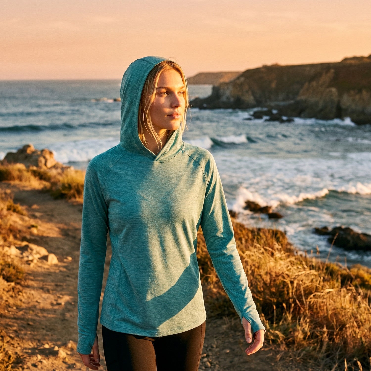 Women's Sun Hoodie - Midweight UPF 50+ Hooded UV Protection Top
