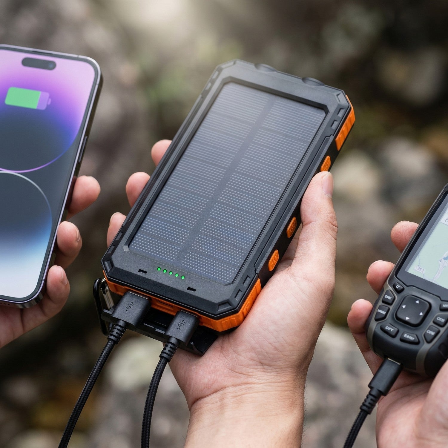 10,000mAh Solar Power Bank - Waterproof Outdoor Portable Charger for Hiking, Camping and Travel