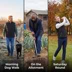 Morning dog walk, on the allotment and a Saturday round of golf wearing the black gilet