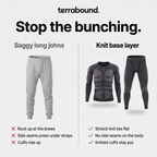 Stop the bunching: baggy long johns compared with the knit base layer set