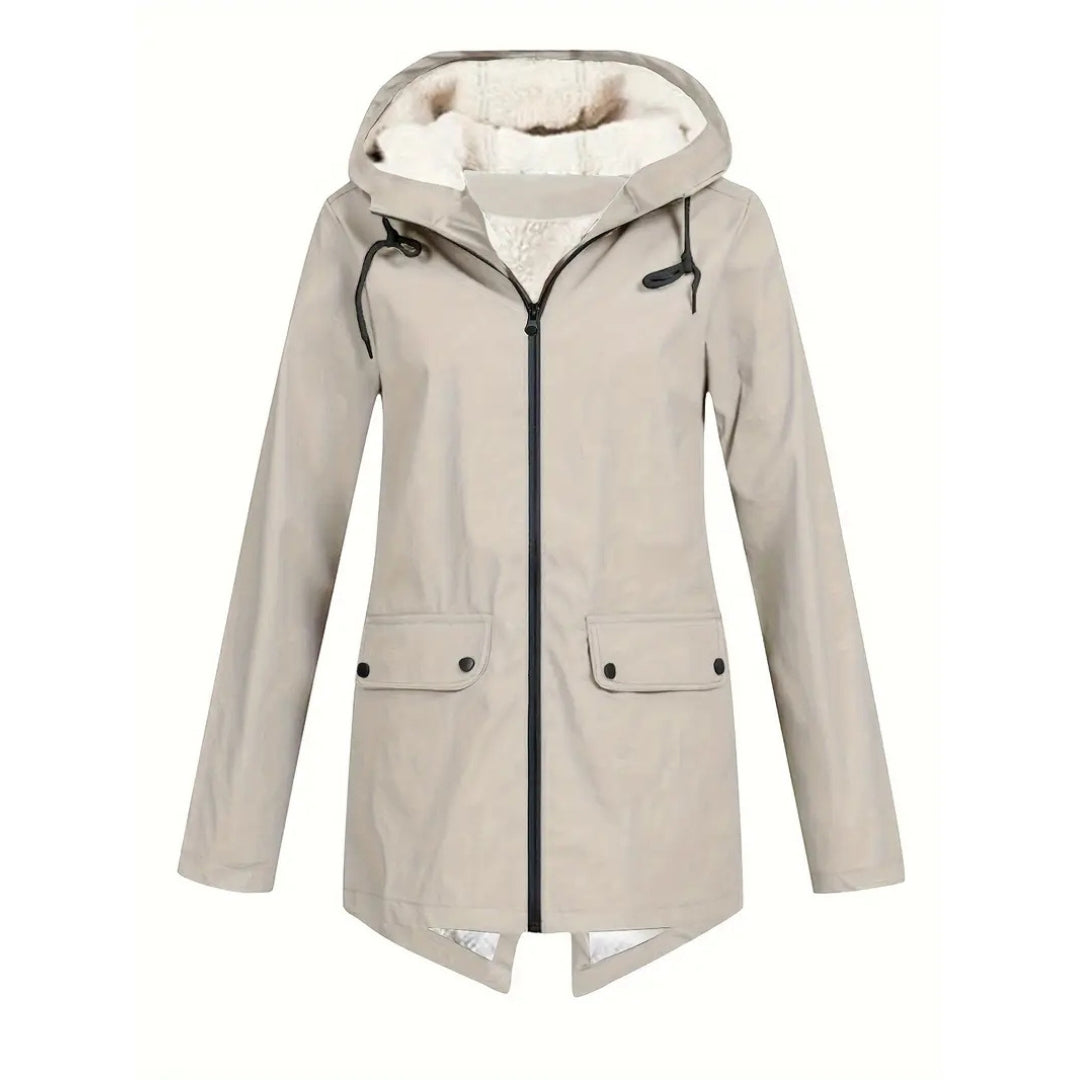 Waterproof Women’s Jacket | Fleece-Lined Layer with Adjustable Hood