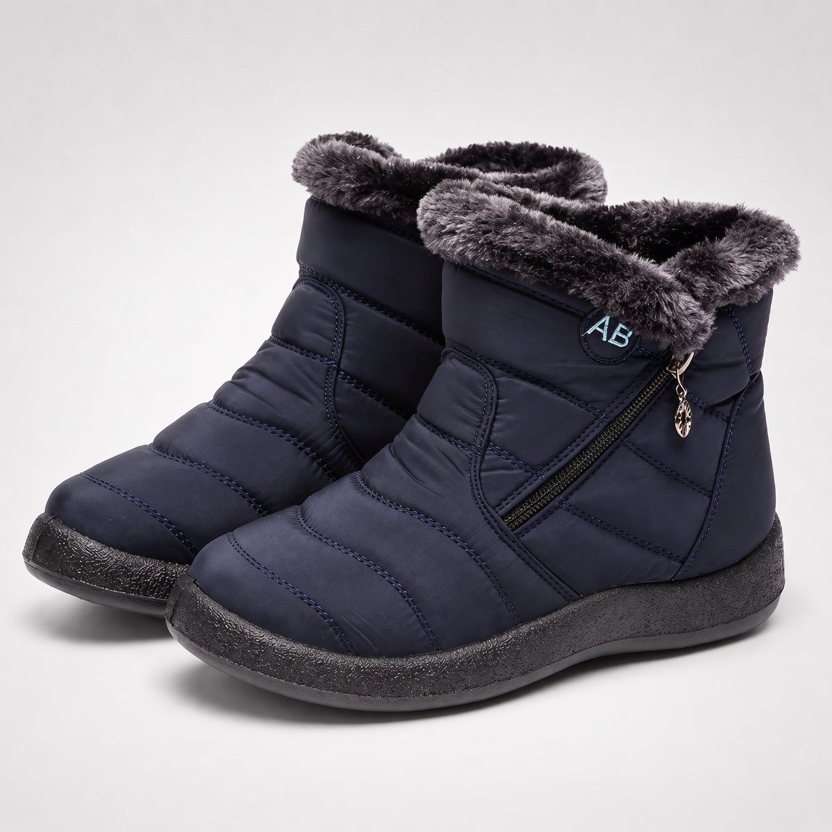 Women's faux fur lined winter boots in navy
