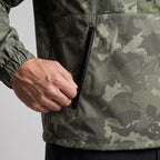 Close-up of the zipped hand pocket construction