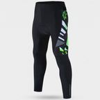 Men's padded cycling tights in Fluorescent Green, front view