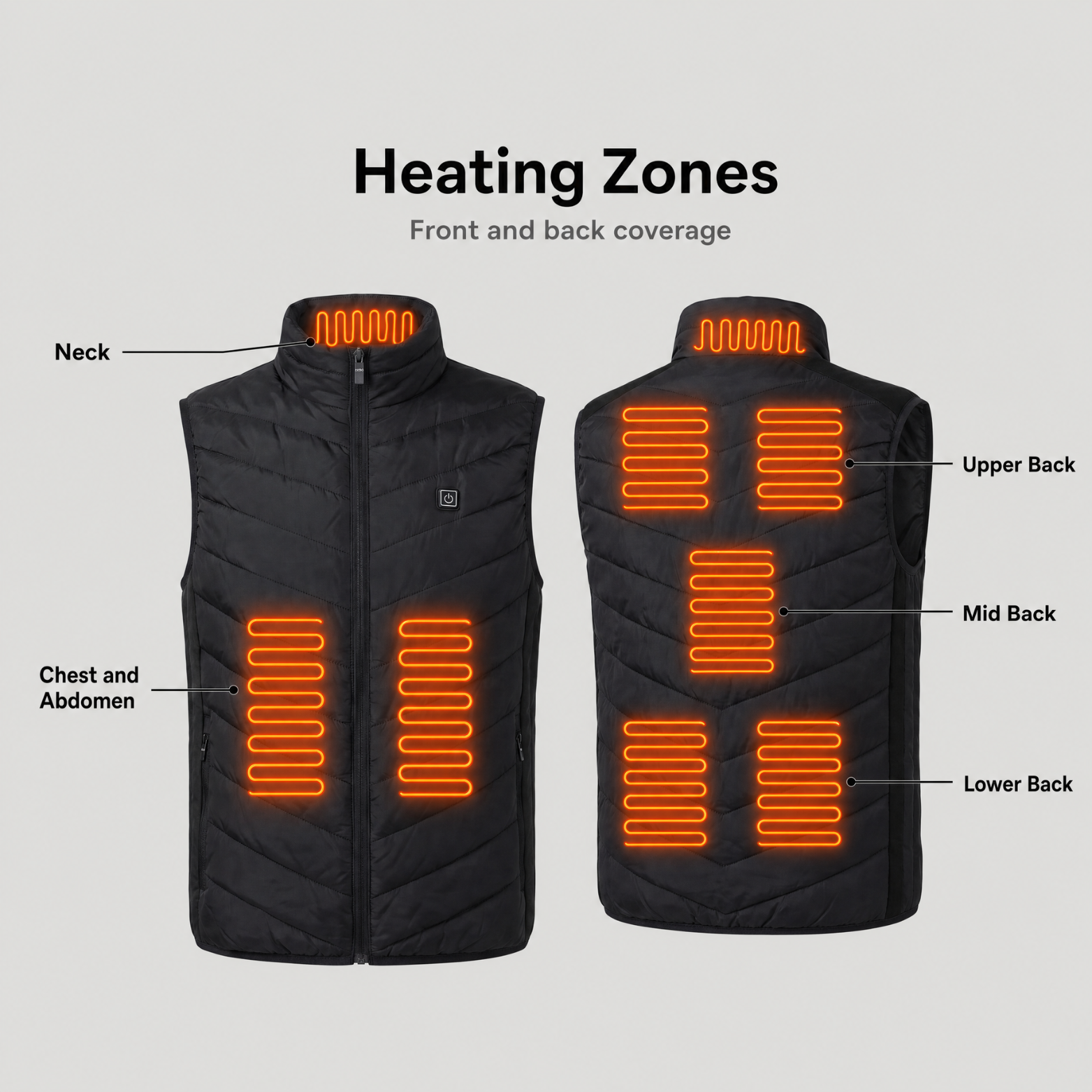 Heated Gilet – USB Powered Body Warmer with Four Heating Zones for Hiking