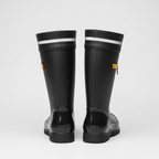 Back view of the all-black mid-calf wellies