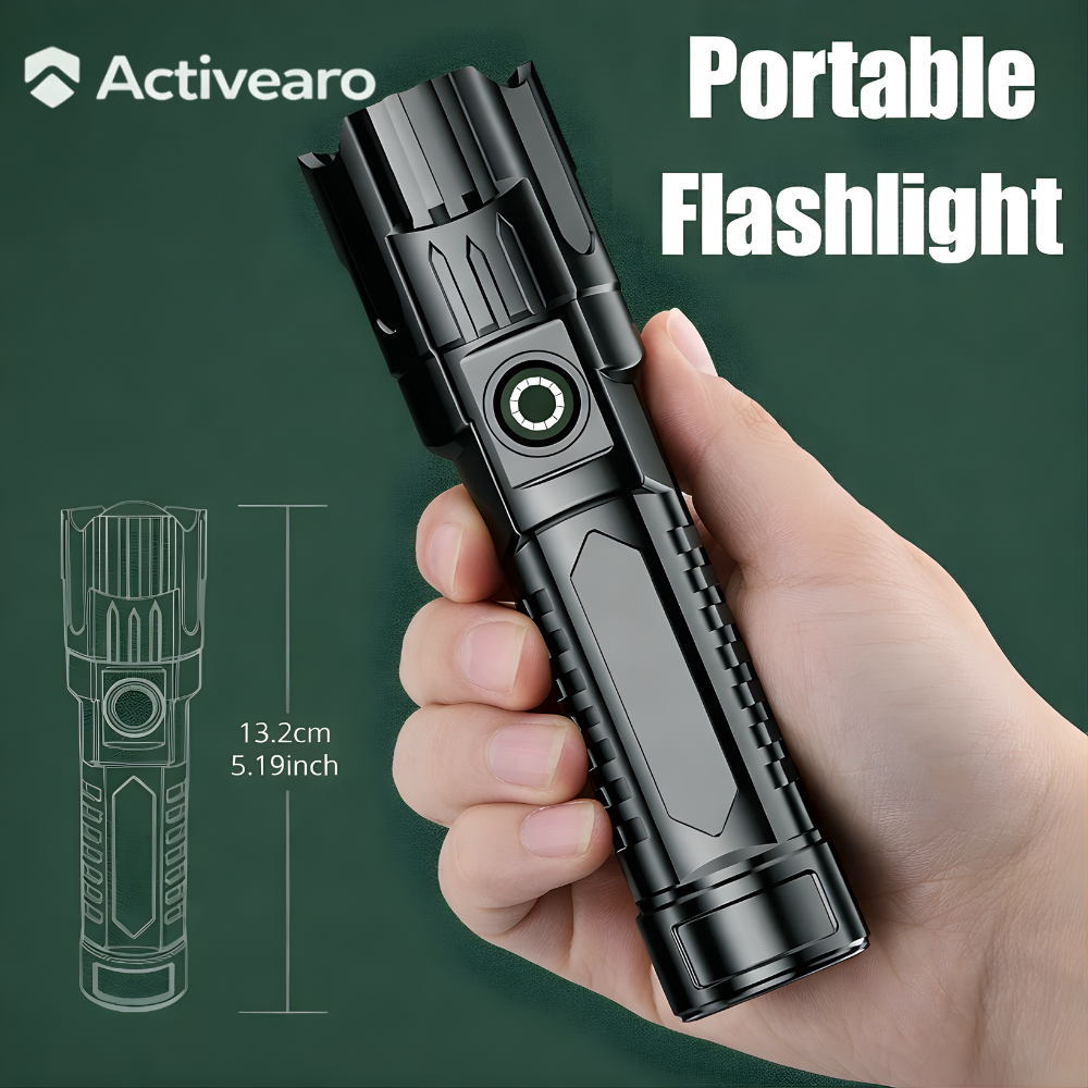 LED Long-Range Zoom Torch – USB Rechargeable Utility Flashlight