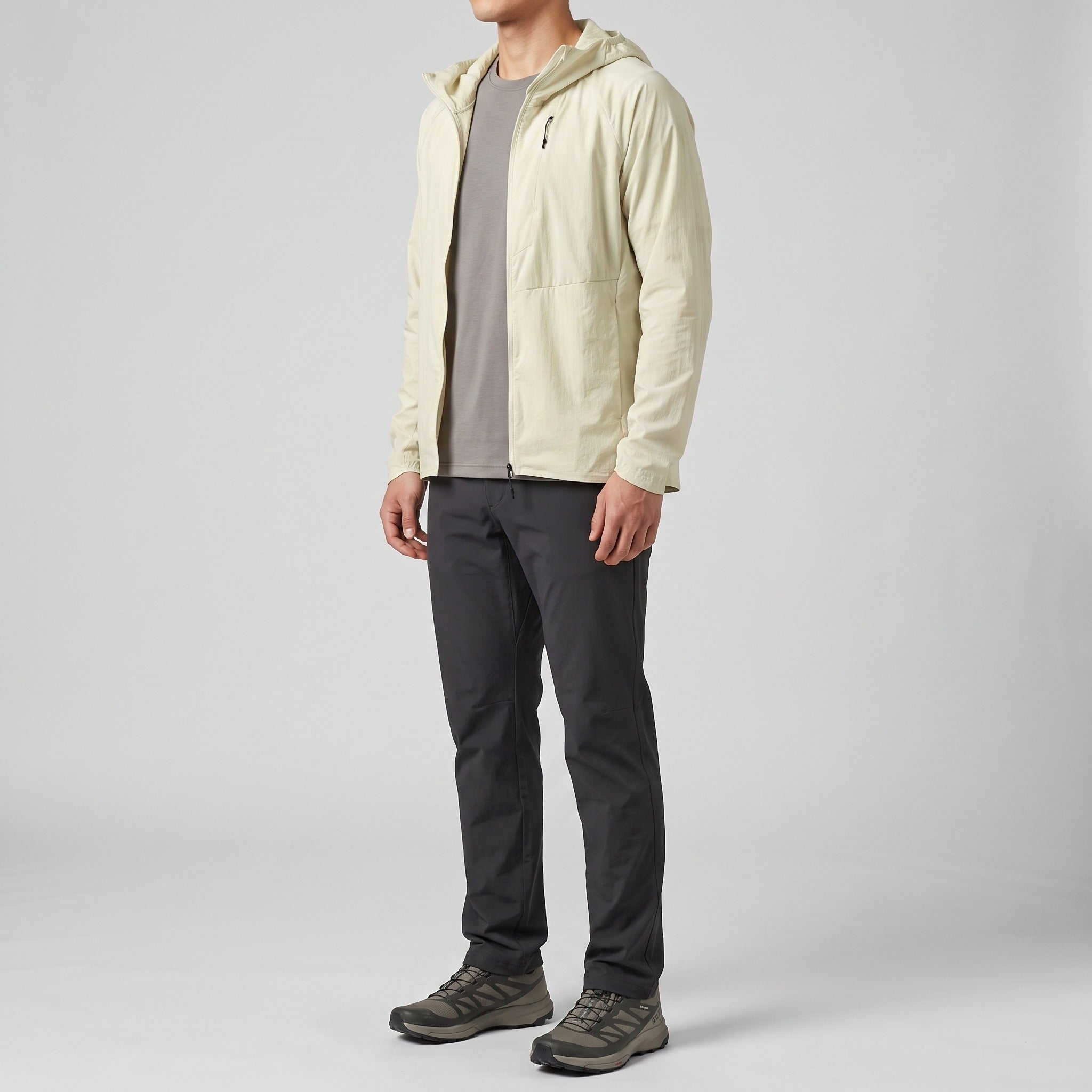 Men's windbreaker in Champagne, side view