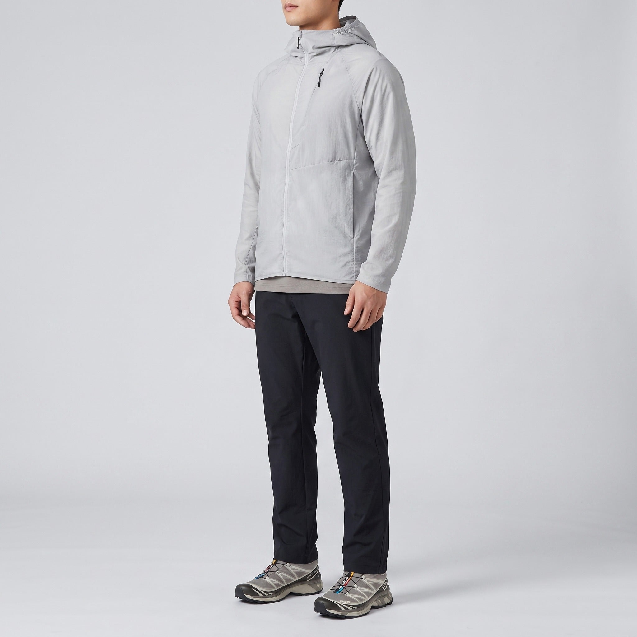 Men's windbreaker in Light Grey, side view
