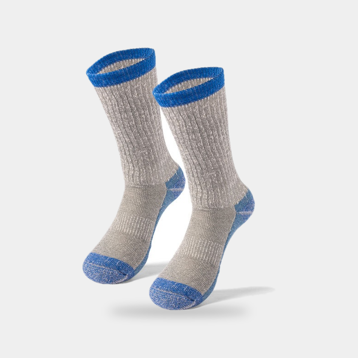 Merino wool walking socks in Oatmeal and Blue, pair