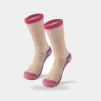 Merino wool walking socks in Oatmeal and Pink, pair