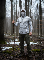 Camouflage Hooded Performance Shirt – Long-Sleeve Outdoor Layer with Face Cover