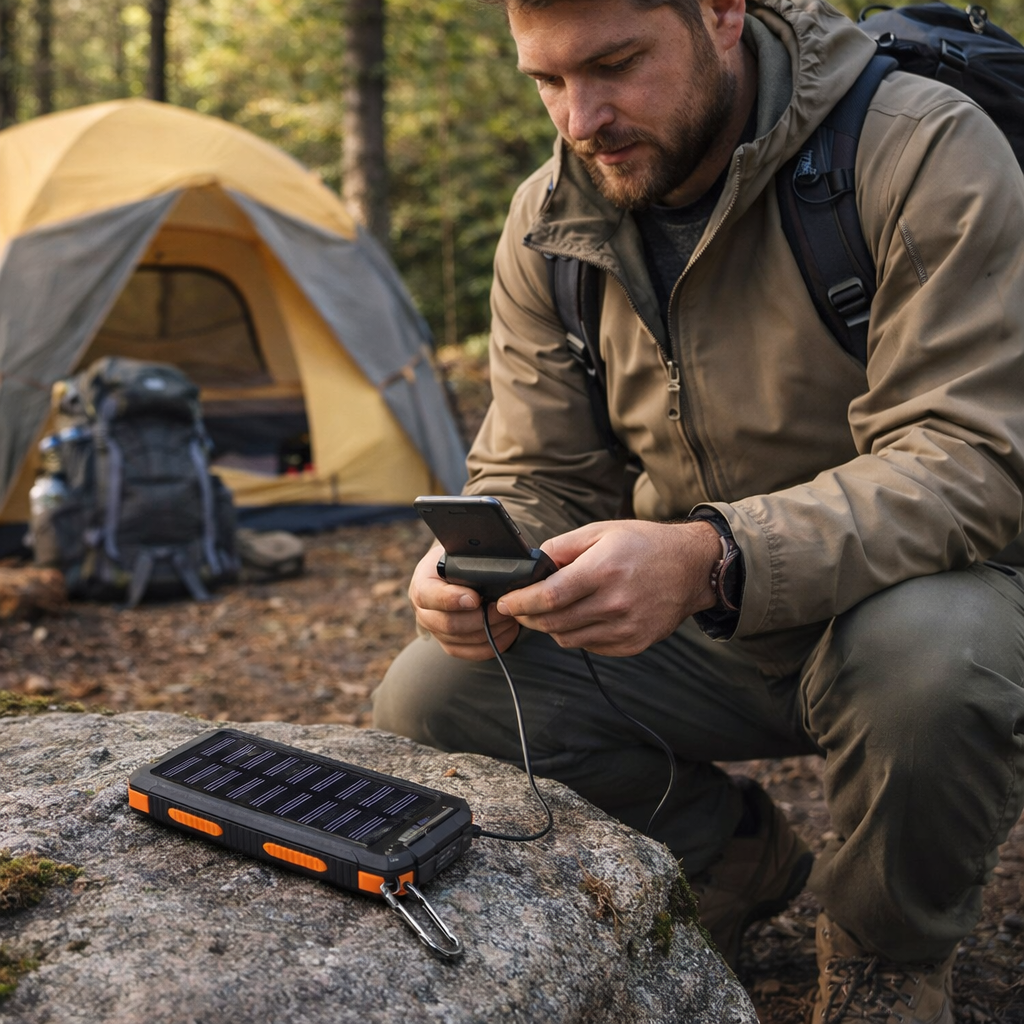 10,000mAh Solar Power Bank - Waterproof Outdoor Portable Charger for Hiking, Camping and Travel
