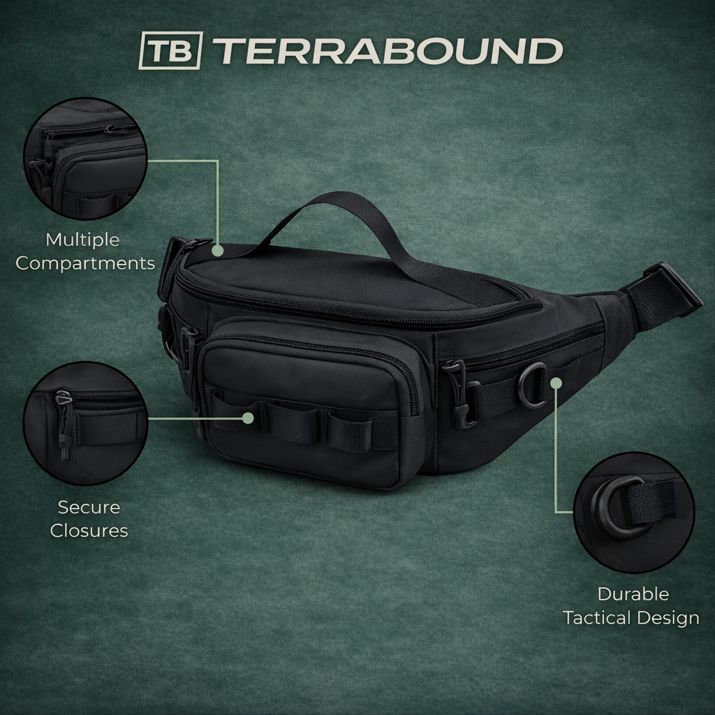 Outdoor Waist Pack - Lightweight Water-Resistant Bum Bag for Hiking, Fishing and Travel