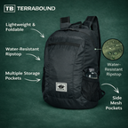 Foldable Day Backpack - Lightweight Packable Rucksack for Hiking, Travel and Outdoor Use