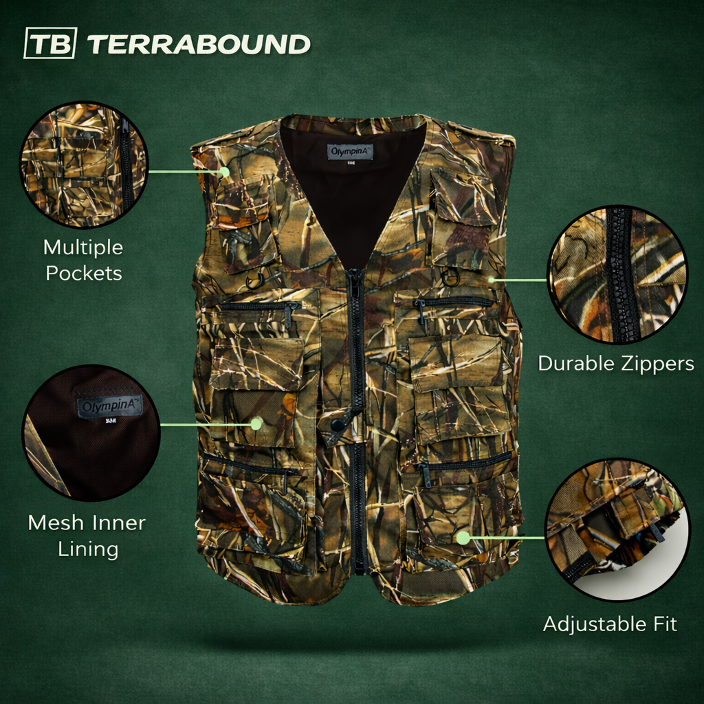 Men’s Camouflage Outdoor Utility Vest – Multi-Pocket Field Vest for Fishing & Hiking