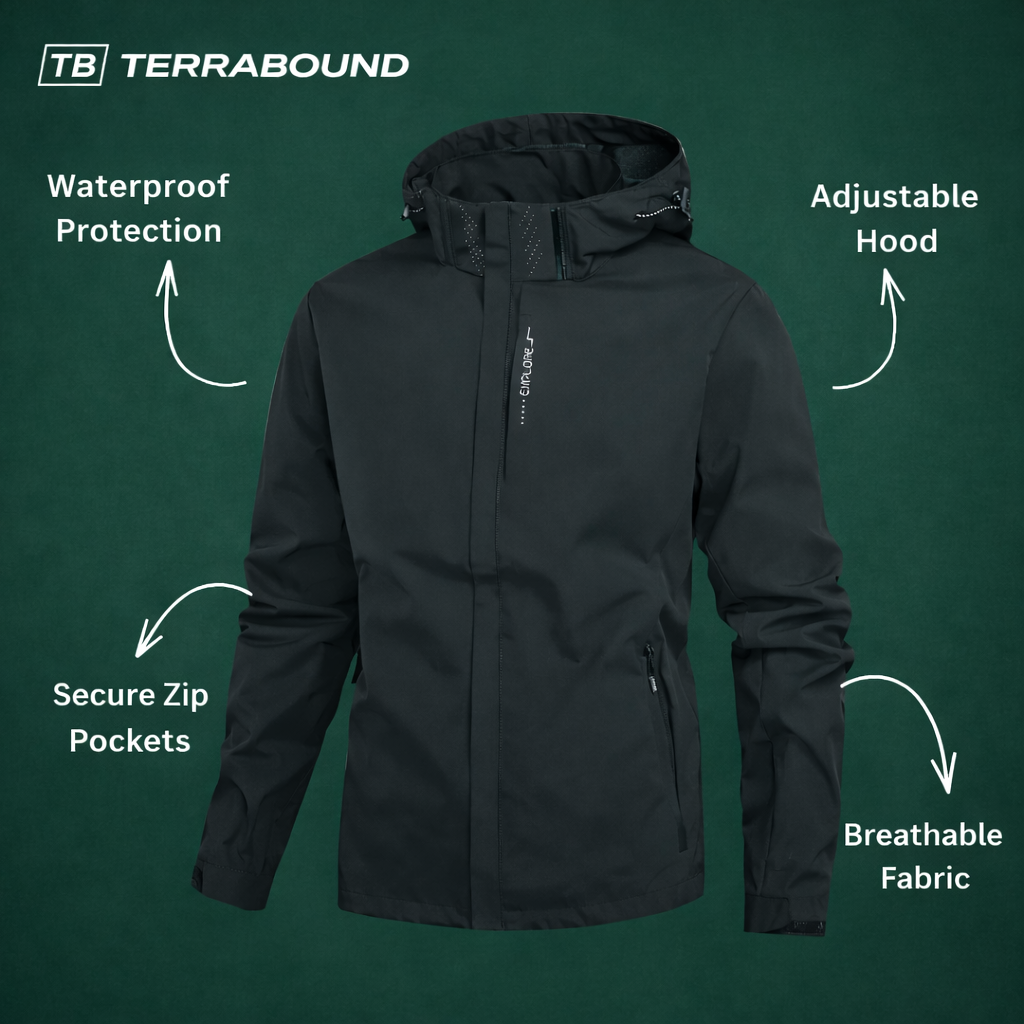Men's Lightweight Waterproof Jacket - Packable Wind-Resistant Outdoor Rain Jacket for Hiking & Travel
