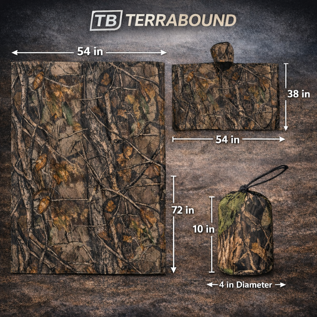Camouflage Rain Poncho – Lightweight Waterproof Hooded Outdoor Poncho for Hiking & Fishing